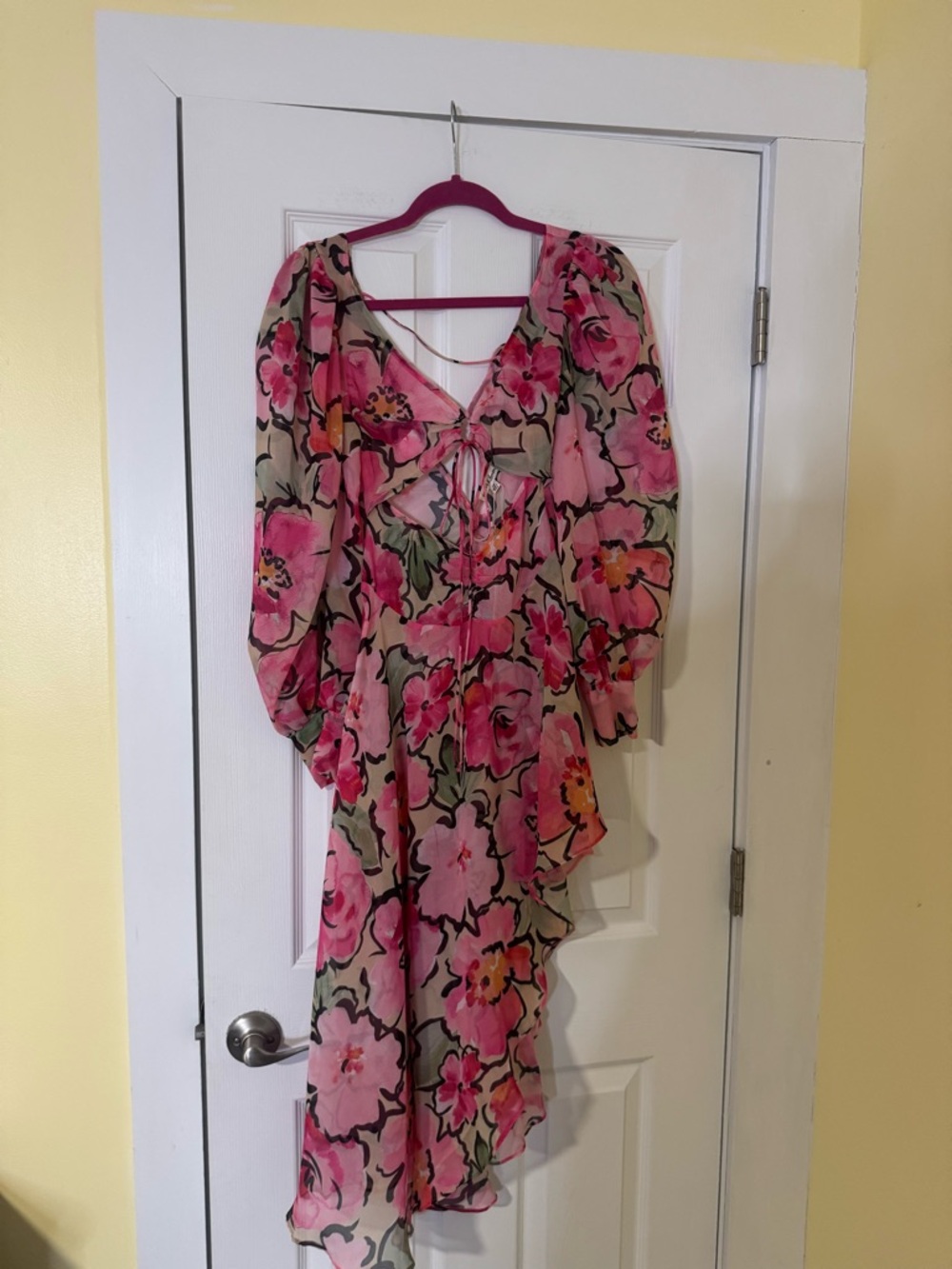 NWT For Love & Lemons Tiana Printed Floral Sheer Cut Out Midi Dress Size XS - Picture 4 of 9